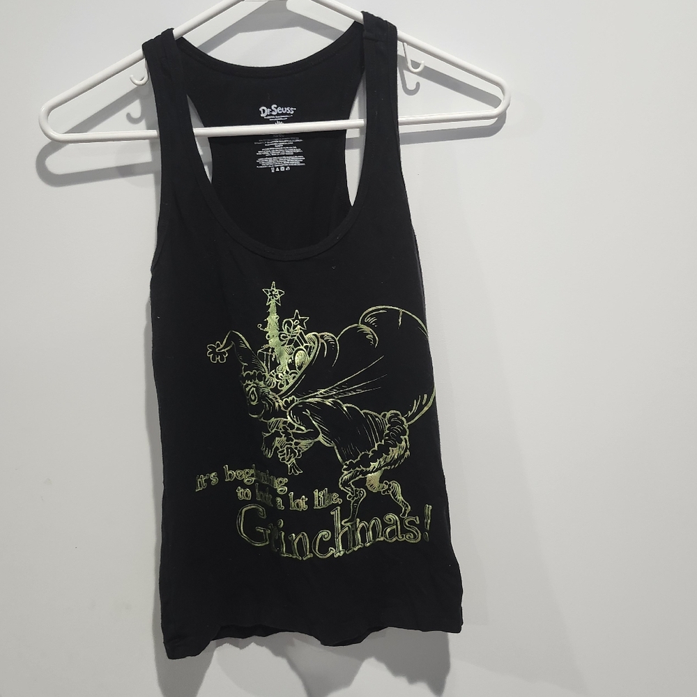 XS Women's Dr. Seuss Black Tank Top with Yellow Graphic